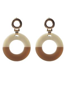 Sweet Lola Earrings - Resin & Wood Hoop on Gold Posts