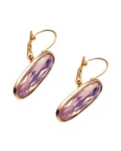 Mat Gold Pink Opal Oval Crystal Earrings by Sweet Lola