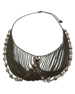 Sweet Lola Antique Bronze Draped Pearl and Multi Chain Statement Necklace