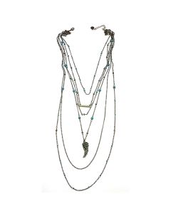 Sweet Lola 6 In 1 Necklace with Turquoise Beads and Pacific Opal Wing & Bar