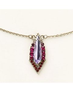 Sorrelli Elongated Teardrop and Crystal Triangle Pendant - Pink Ruby