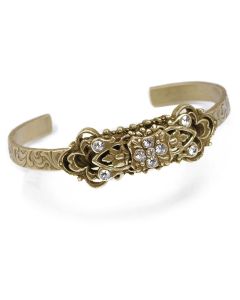 Sweet Romance Jewelry Charlotte Crystal Cuff Bracelet - Silver or Bronze