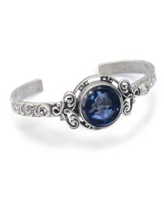 Sweet Romance Alycia Intaglio Cuff Bracelet - Silver & Deep Blue