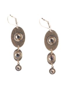 Top Shelf Jewelry Hammered Brass Discs and Crystal Earrings