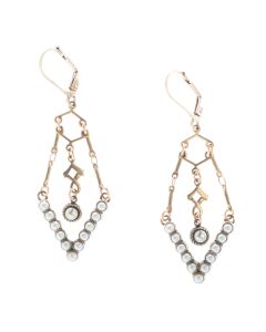 Top Shelf Jewelry Pearl V Drop Brass Earrings