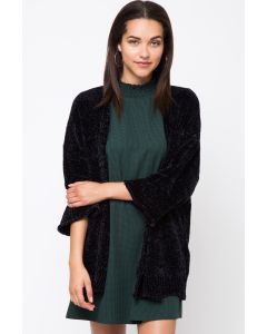 Cozy! Chenille Open Cardigan Sweater by Very J - Black or Rust