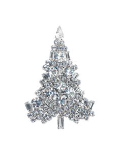 White Silver o Gold Chunky Crystals Christmas Tree Pin Brooch