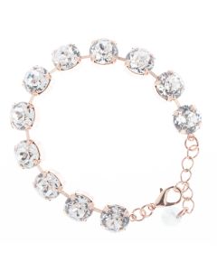 YPMCO 10mm Round Swarovski Crystal Bracelet - Clear & Rose Gold