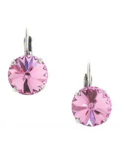 YPMCO 12mm Rose Pink Rivoli Swarovski Crystal Earrings