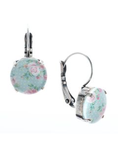 YPMCO 12mm Shabby Chic Pink & Blue Rose Pattern Earrings