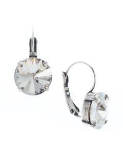 YPMCO 12mm Silver Shade Rivoli Swarovski Crystal Earrings
