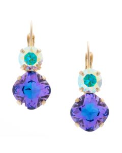 YPMCO 12mm Square Heliotrope Crystal Earrings with Top Stone