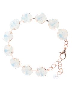 YPMCO 12mm Square Swarovski Crystal Bracelet - White Opal & Rose Gold