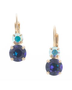 YPMCO 8mm Purple Heliotrope Crystal Earrings with Top Stone