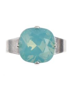YPMCO Silver And Pacific Opal Swarovski Crystal Ring