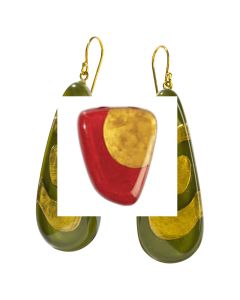 ZSISKA Handmade Designer Earrings - Artisan Red & Gold