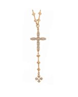 Catherine Popesco Gold and Crystal Cross Necklace With Celtic Drop - 42 Chain