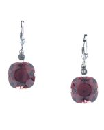 Catherine Popesco 12mm Large Stone Crystal Earrings - Burgundy