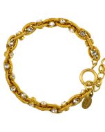 Catherine Popesco Clear Diamond Crystal and Gold Rope Chain Bracelet