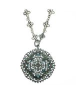 Catherine Popesco Crystal and Silver Filigree Necklace