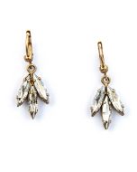 Catherine Popesco Dainty Leaf Crystal Earrings in Shade and Gold