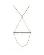 Catherine Popesco Gold Crystal Stone Bar Necklace with Chain