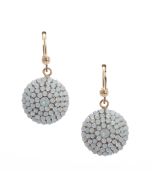 Catherine Popesco Gold & White Opal Round Pave Crystal Earrings