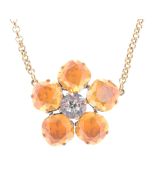 Catherine Popesco Large Stone Crystal Flower Necklace - Golden Blush