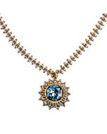 Catherine Popesco Crystal Starburst Necklace in Midnight Blue and Gold