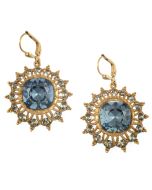 Catherine Popesco Starburst Crystal Earrings in Midnight Blue and Gold