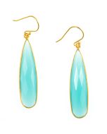 Elongated Drop Aqua Blue Chalcedony Gold Filled Earrings by Char Maassen