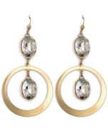 Catherine Popesco Drop Oval Crystal in Circle Earrings - Assorted Colors