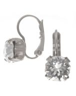 Catherine Popesco Euro-wire Fixed Hinged Crystal Earrings in Silver