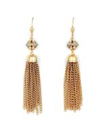 Catherine Popesco Crystal Orb Tassel Earrings - Gold or Silver