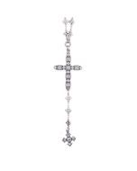 Catherine Popesco Silver and Crystal Cross Necklace With Celtic Drop - 42 Chain