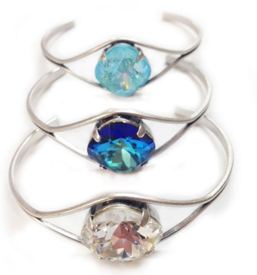 Clara Beau Dazzling Fancy 18mm Square Swarovski Crystal Cuff Bracelet