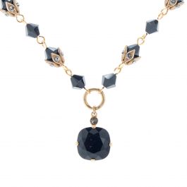 Lattice Pin - Crystal and Black Diamond by Catherine Popesco