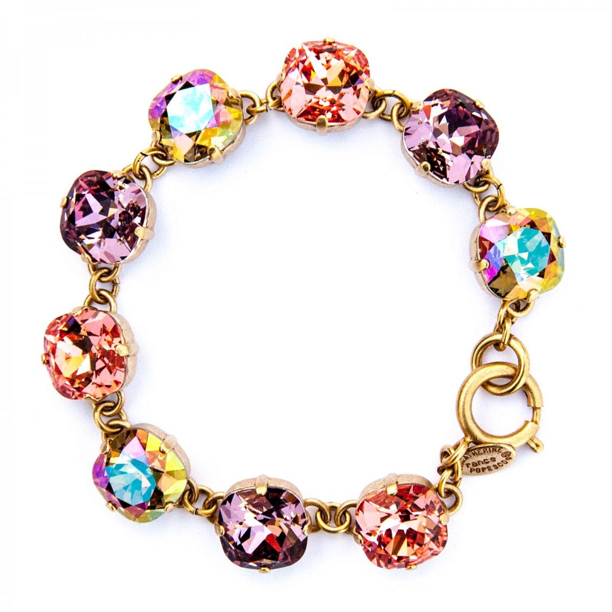 Large Stone Crystal Bracelet - Paradise Shine and Gold - Catherine Popesco