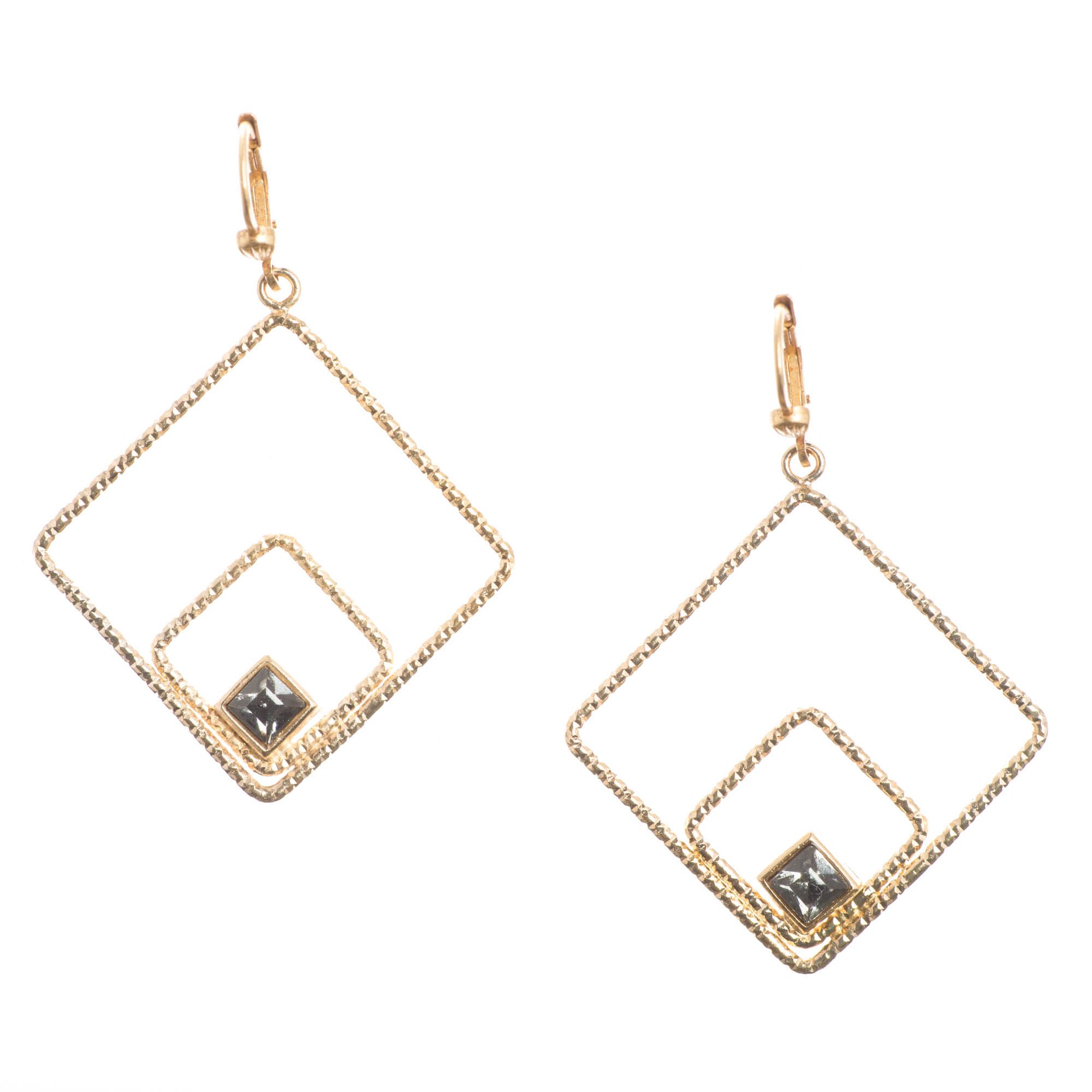 LV earring gold plated black & gold