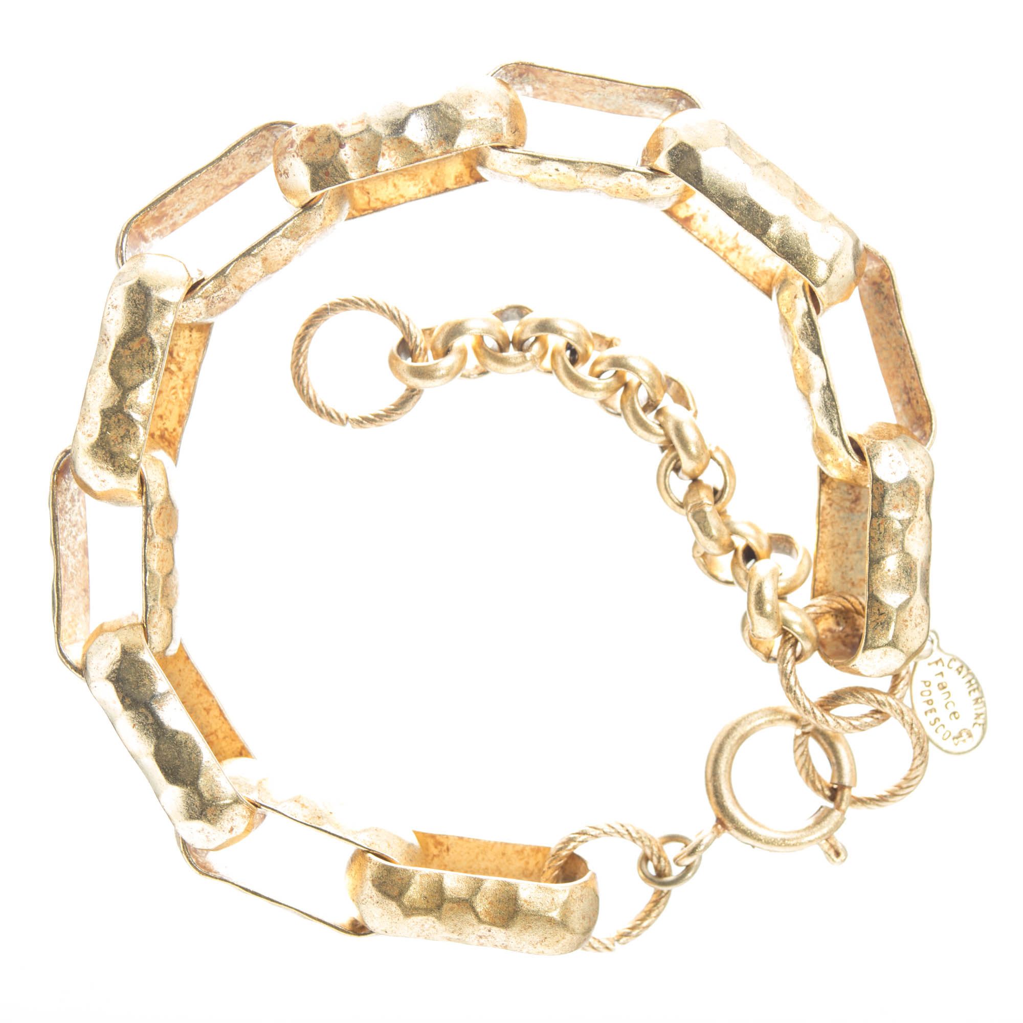Catherine Popesco Hammered Large Link Bracelet in Gold or Silver