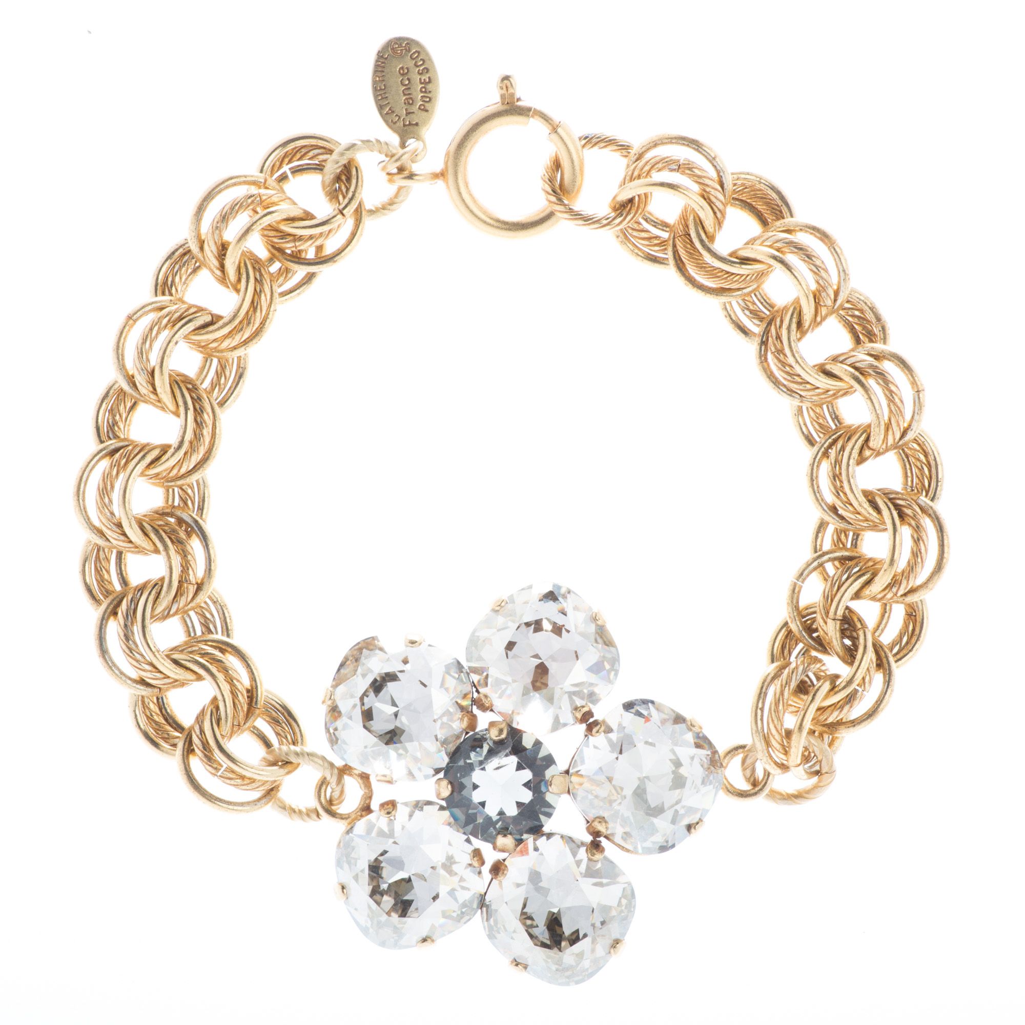Catherine Popesco Gold Crystal Flower Bracelet - Pacific Opal or