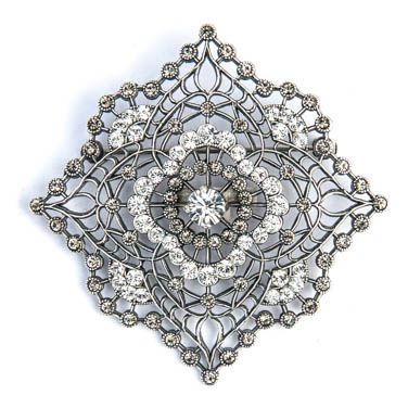 Lattice Pin Brooch - Crystal and Black Diamond by Catherine Popesco
