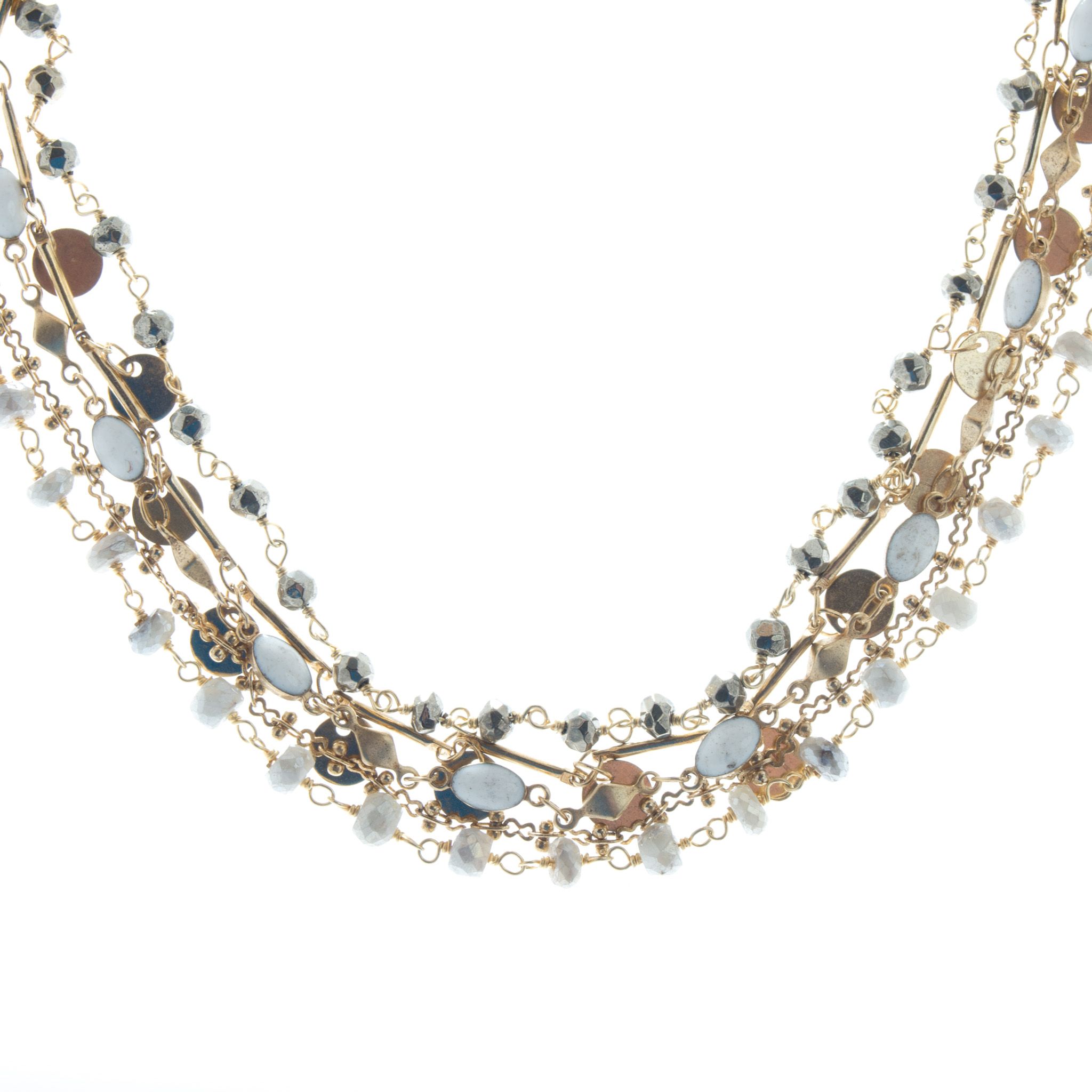 Catherine Popesco Semi Precious Stone 5 Layer Chain Necklace