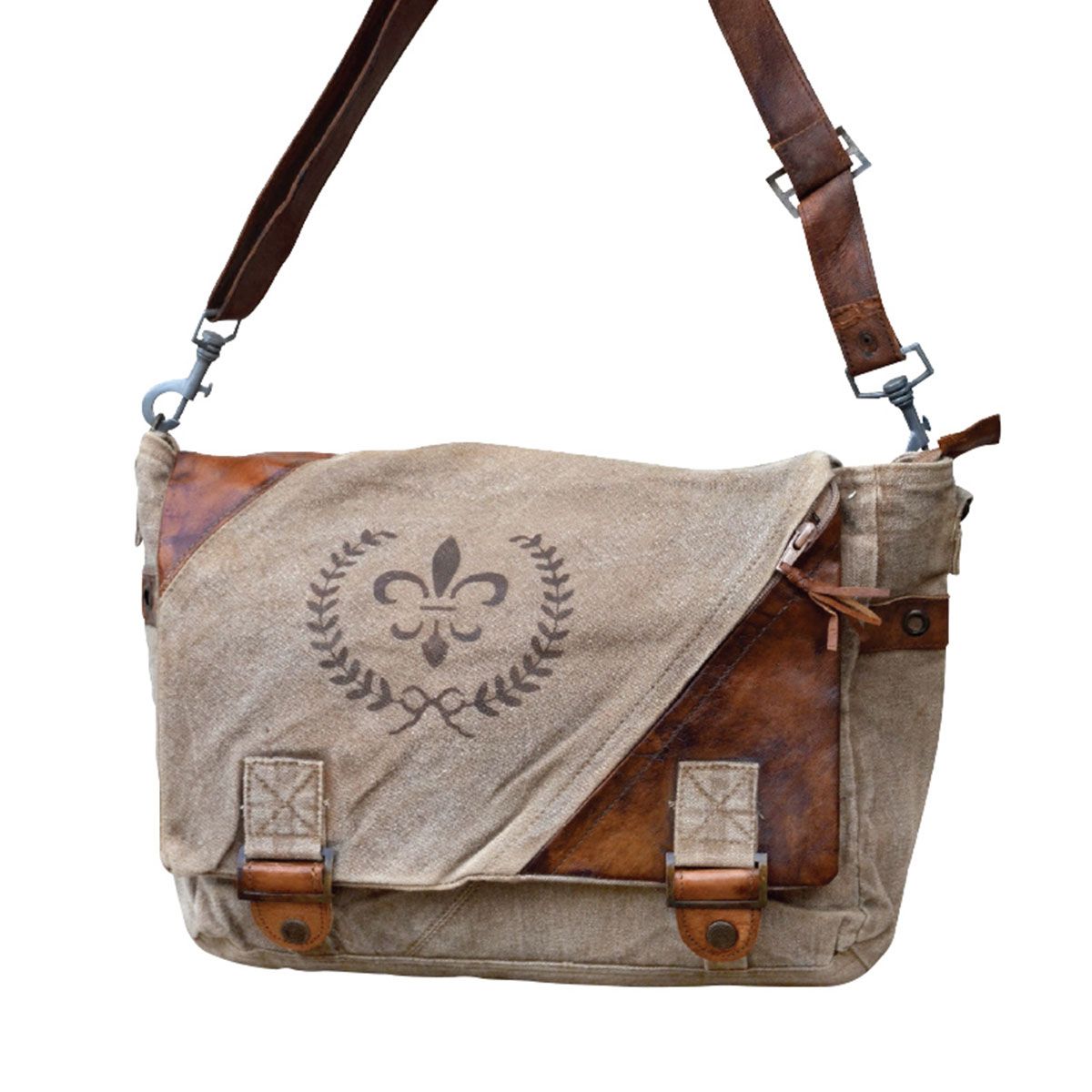 canvas leather purse