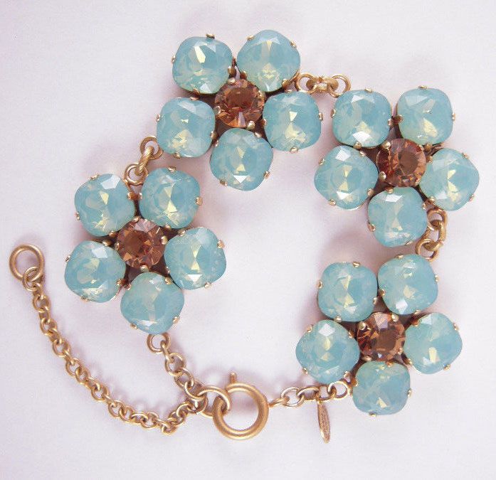 Catherine Popesco Gold Crystal Flower Bracelet - Pacific Opal or