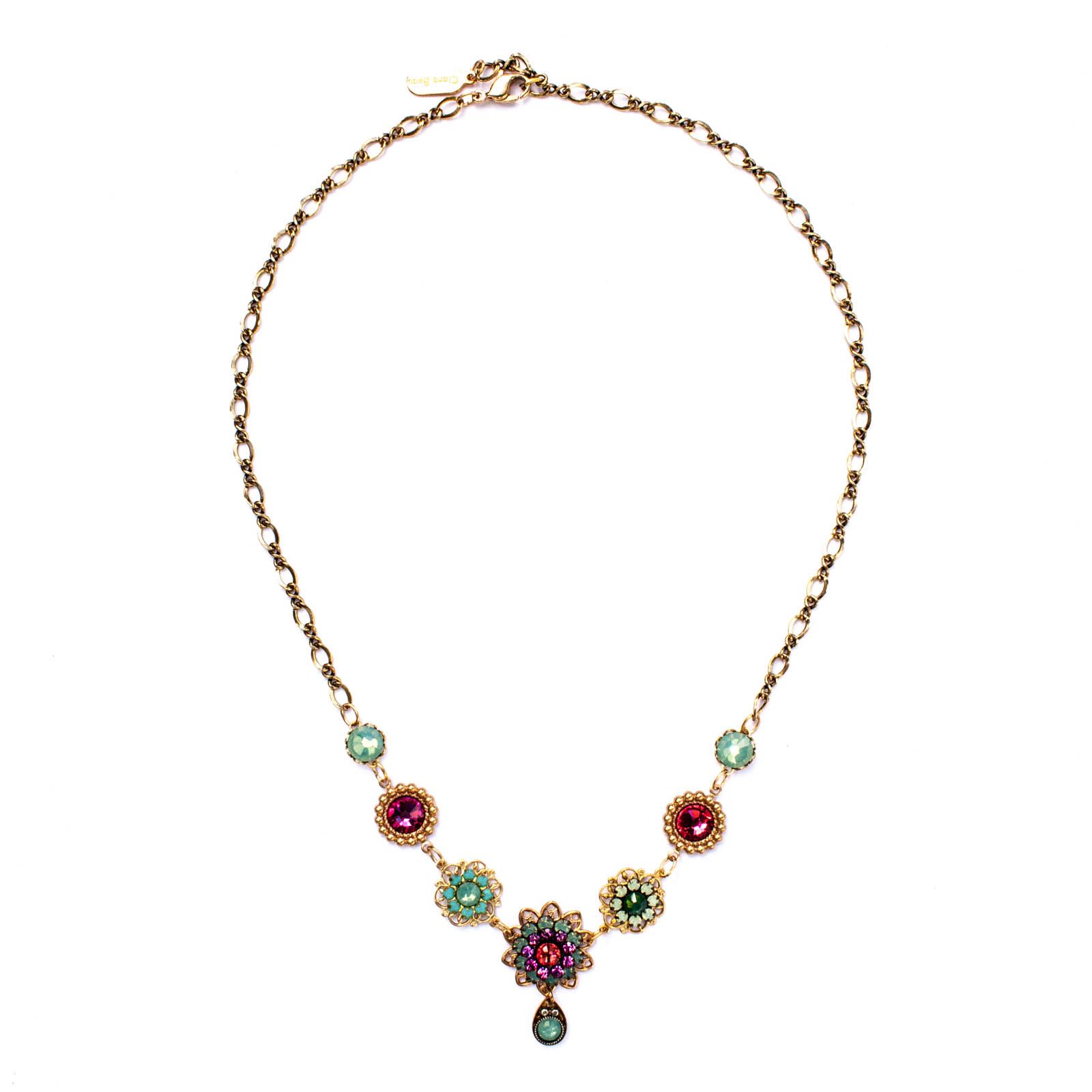 Clara Beau Multi Colored and Gold Round Filigree Floral Necklace