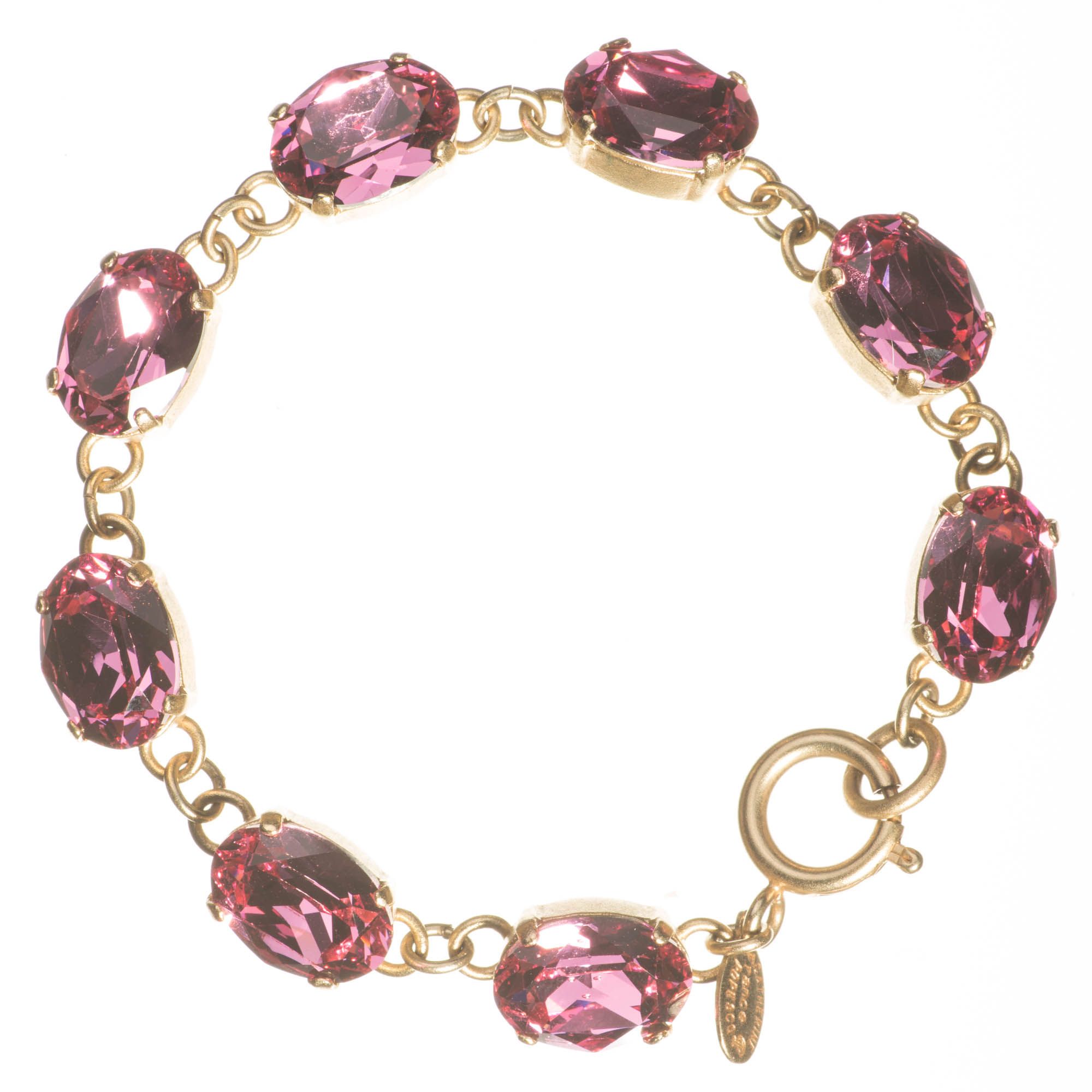 La Vie Parisienne 8 Stone Oval Crystal Bracelet - Rose and Gold