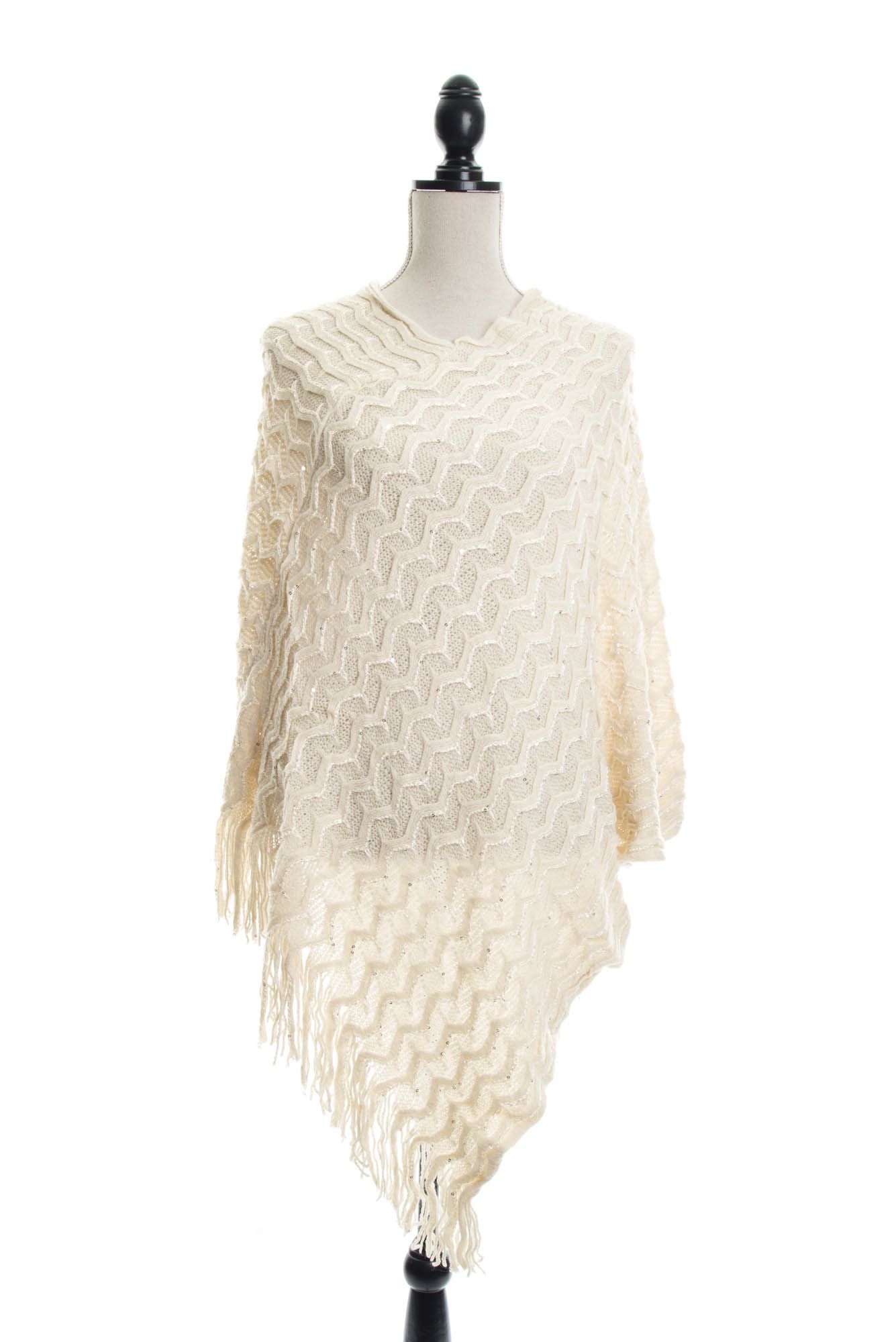 Dotted with Tiny Sequins Sweater Ponchos - Assorted Colors