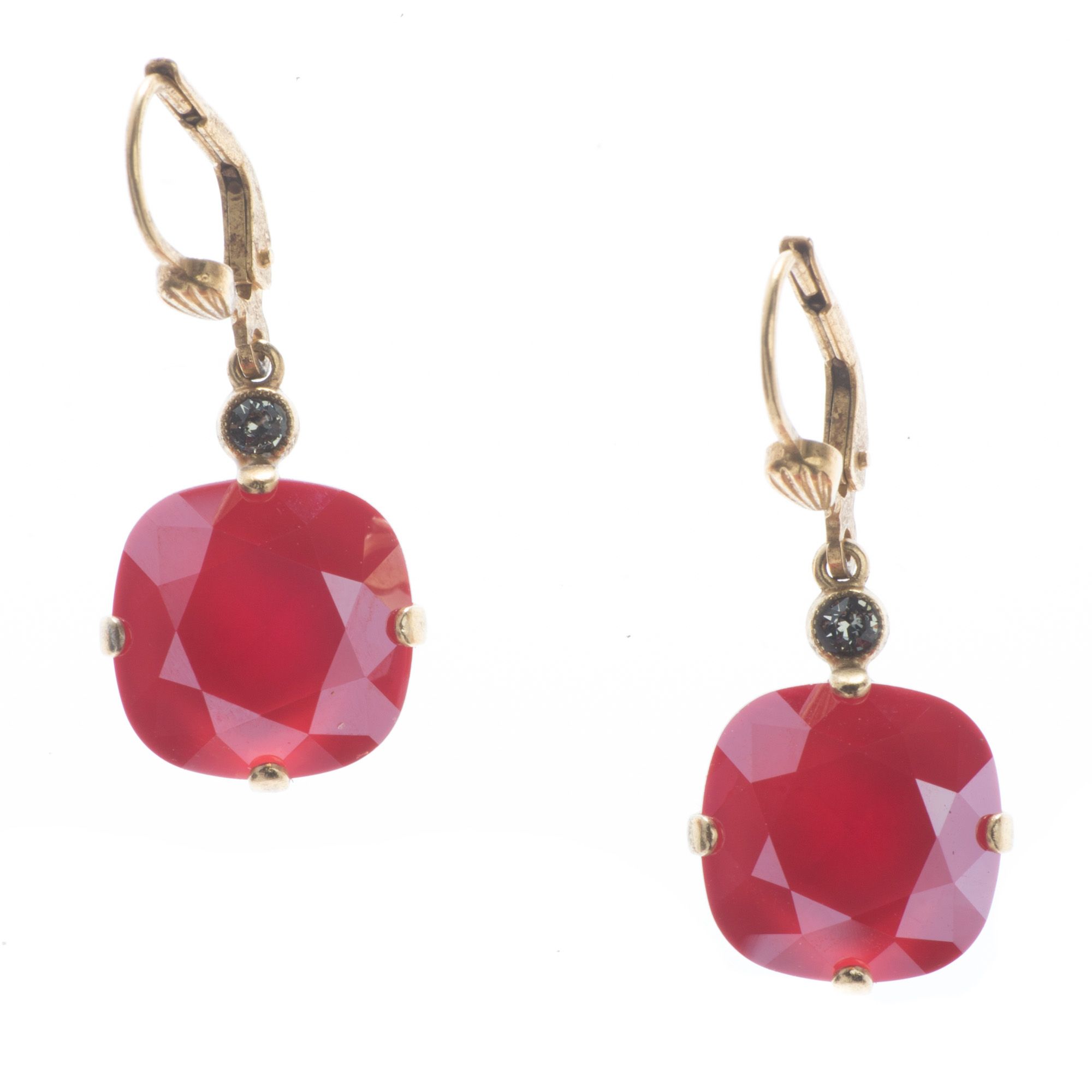 Orange Red Swarovski Crystal Earrings in Teardrop Rhinestone – Shop