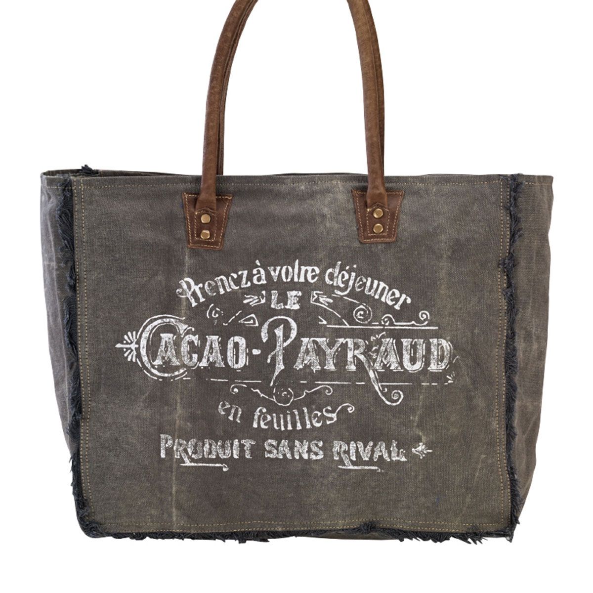French Cacao-Payraud Re-purposed Tent Canvas Tote Bag by Clea Ray